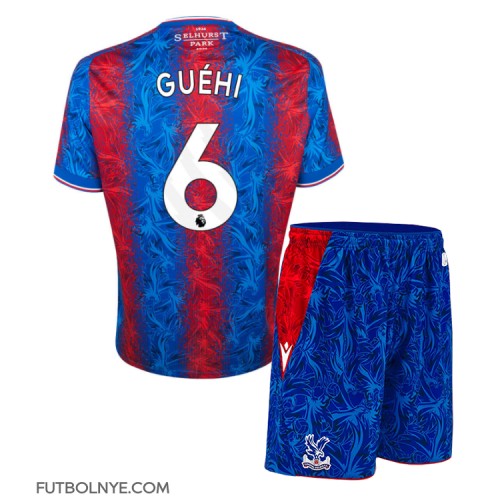 Camiseta Crystal Palace Marc Guehi #6 Primera Equipación para niños 2024-25 manga corta (+ pantalones cortos)